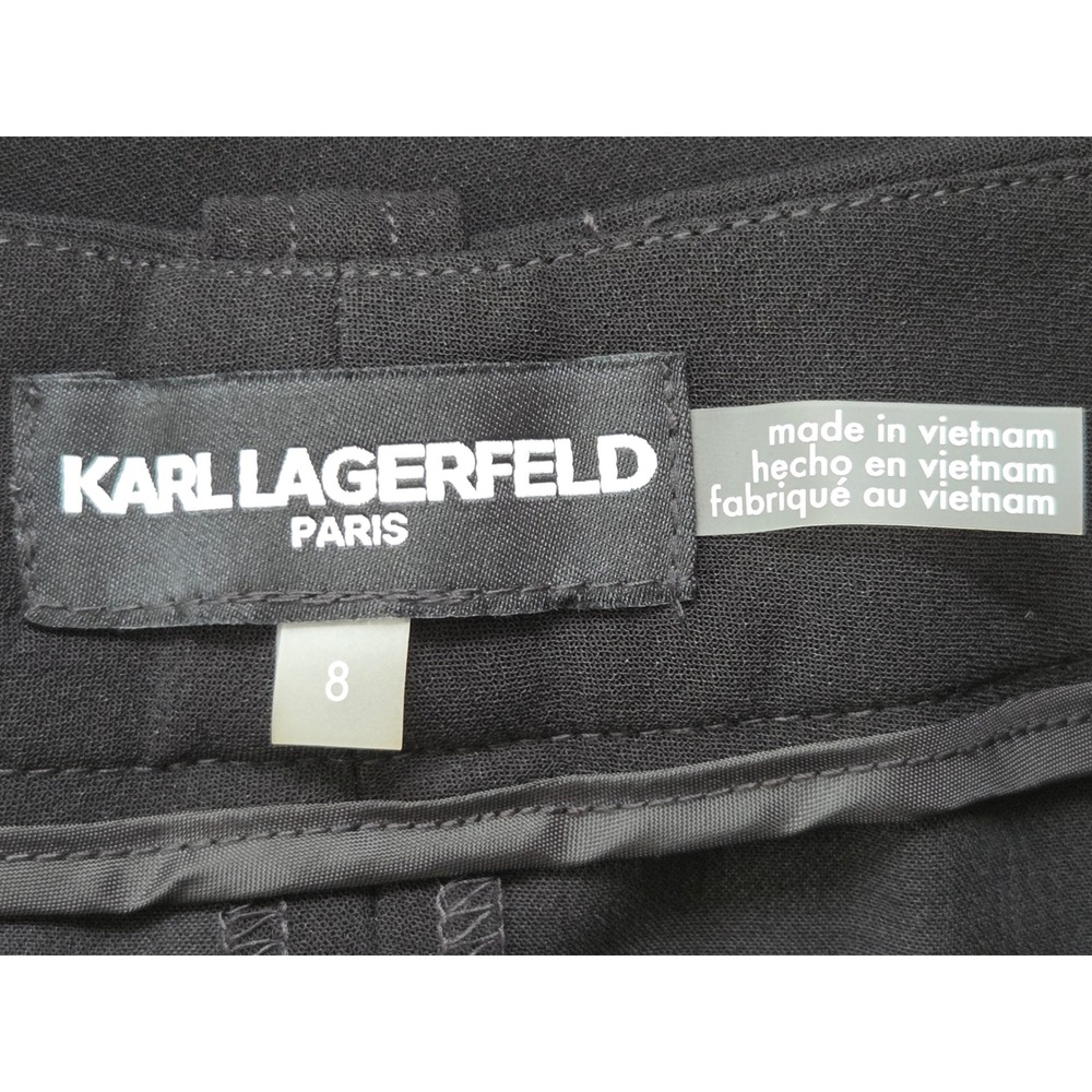 Karl Lagerfeld Straight Leg Textured Crepe Front Pocket Womens 8 Black NWT $119 - Picture 4 of 7